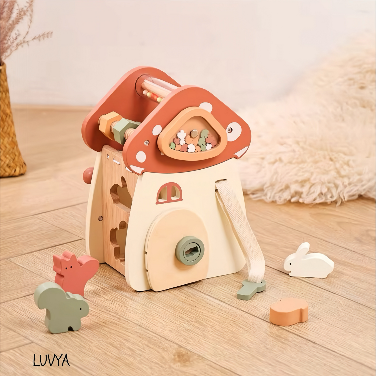 Maison Champignon et Château – Jouet Imaginatif en Bois