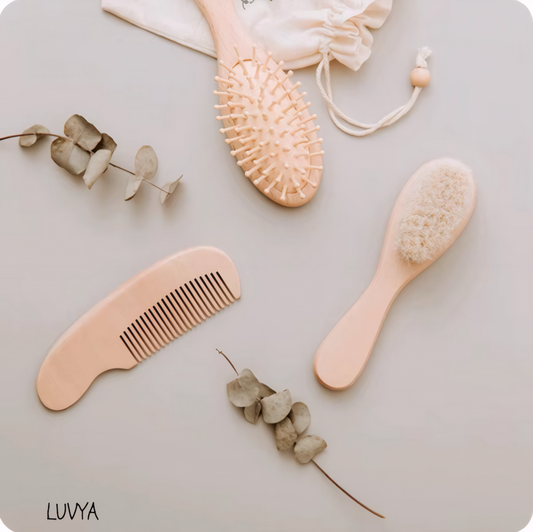 Set de Brosse et Peigne pour Bébé – Soins de Cheveux Naturel